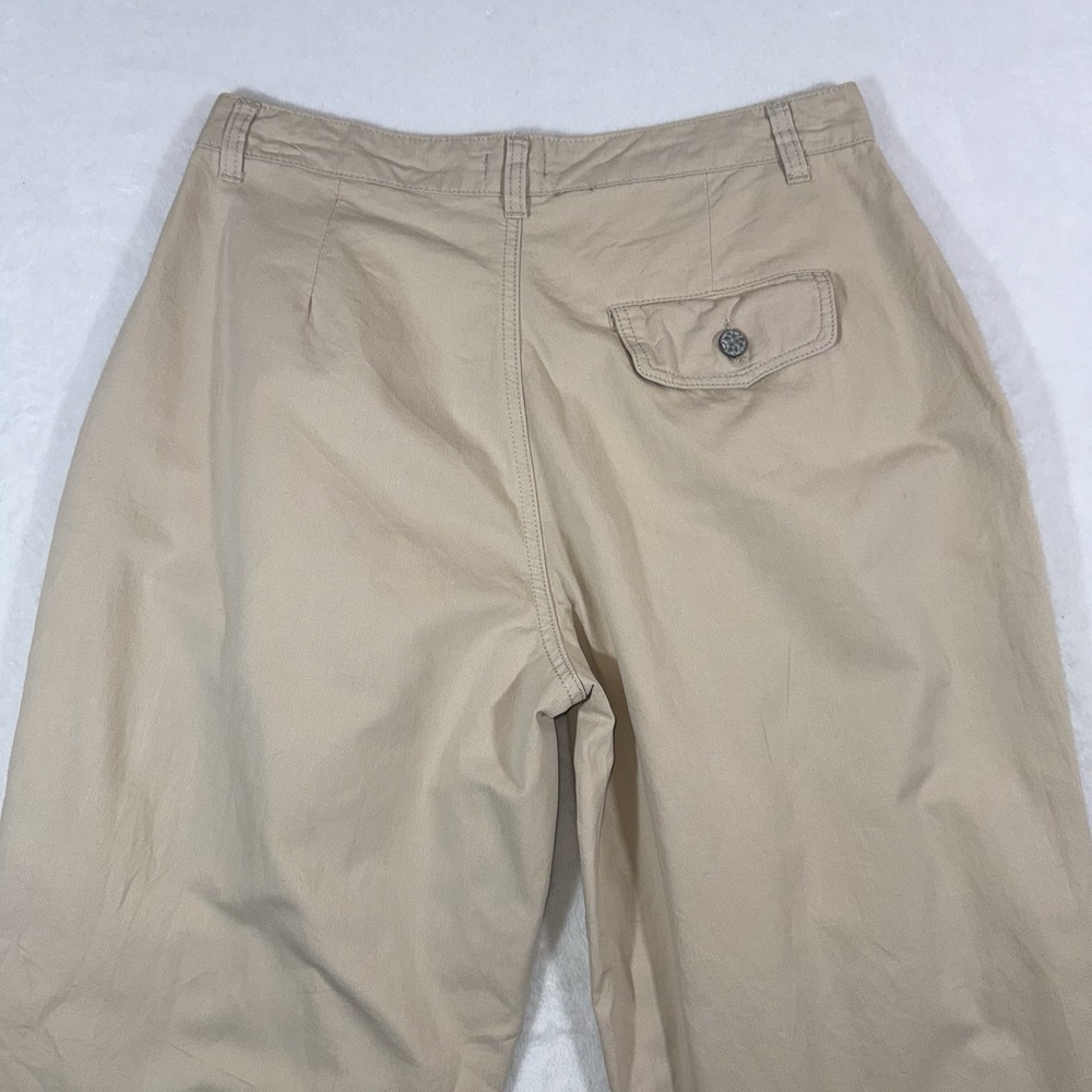 POL Pleated Khaki Pants Women's Size M Wide Leg High Rise Cotton Coastal Boho - Picture 6 of 14